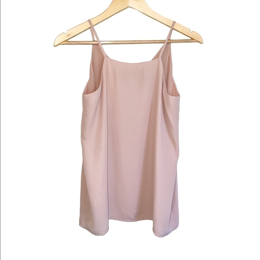 ๐
บT Tahari Front Button Chiffon Spaghetti Strap Camisole Blush Mauve - Picture 3 of 4
